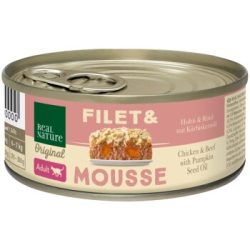 REAL NATURE Original Nassfutter Katze, Adult, Filet & Mousse Huhn und Rind mit Kürbiskernöl 6x85 g