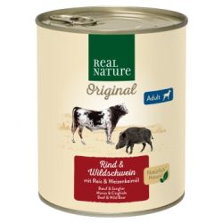 REAL NATURE Original Nassfutter für Hunde Adult Rind und Wildschwein 6x800 g