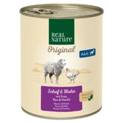 REAL NATURE Original Nassfutter für Hunde Adult Schaf und Huhn 12x800 g