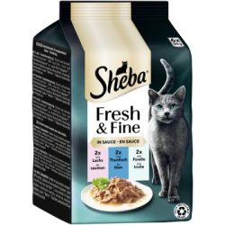 Sheba Fresh Fine Nassfutter Katze Adult Multipack in Sauce Lachs, Thunfisch und Forelle 36x50 g