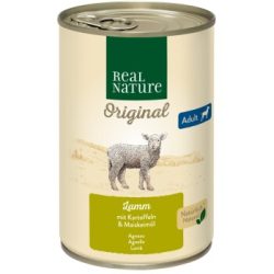 REAL NATURE Original Nassfutter für Hunde Adult Lamm mit Kartoffeln 12x400 g