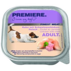 PREMIERE Finest Meat Nassfutter Hund Adult, Huhn mit Schinken 20x150 g