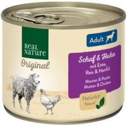 REAL NATURE Original Nassfutter für Hunde Adult Schaf und Huhn 12x200 g