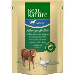 REAL NATURE Adult Pouches Kalbsherzen und Huhn 12x300 g