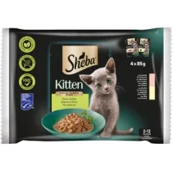 Sheba Nassfutter Katze Kitten, Mixpaket, Feine Vielfalt, in Sauce 4x85 g