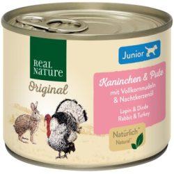 REAL NATURE Original Nassfutter für Hunde Junior Kaninchen und Pute 24x200 g