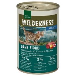REAL NATURE WILDERNESS Nassfutter Katze, Adult Dark Fjord, Wildschwein mit Ente und Rentier 6x400 g
