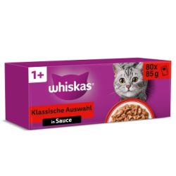 Whiskas Jumbo Pack 1+ Klassische Auswahl in Sauce 80 x 85g