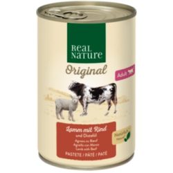 REAL NATURE Original Nassfutter Katze, Adult, Lamm mit Rind und Distelöl 12x400 g