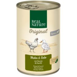REAL NATURE Original Nassfutter für Hunde Senior Huhn und Ente 24x400 g