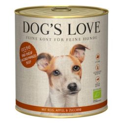 DOG'S LOVE Nassfutter Hund, Adult, Bio 6x800 g Rind mit Reis, Apfel und Zucchini 6x800 g