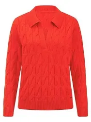 Polo-Pullover 1/1-Arm aus Schurwolle und Kasch BASLER rot