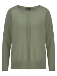 Rundhals-Pullover 1/1-Raglanarm und Kaschmir BASLER grün
