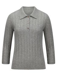 Polo-Pullover aus 100% Kaschmir Fadenmeister Berlin grau