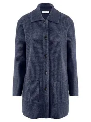 Long-Strickjacke aus Schurwolle und Kaschmir Peter Hahn blau