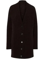Long-Strickjacke aus Schurwolle und Kaschmir Fadenmeister Berlin braun