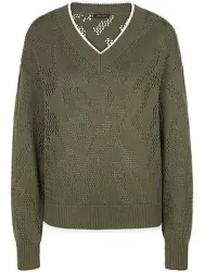Legerer V-Pullover BASLER grün