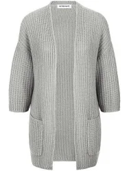 Strickjacke 3/4-Arm aus Schurwolle und Kaschmi Peter Hahn grau