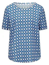 Rundhals-Bluse Peter Hahn blau