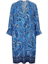 Kleid V-Öffnung am Rundhals-Ausschnitt Peter Hahn blau