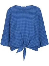 Bluse Rundhals-Ausschnitt Peter Hahn blau