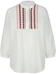 Bluse Rundhals-Ausschnitt Peter Hahn weiss