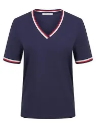 T-Shirt V-Ausschnitt Peter Hahn blau