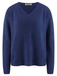 V-Pullover aus 100% Kaschmir Peter Hahn blau
