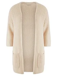 Strickjacke 3/4-Arm aus Schurwolle und Kaschmi Peter Hahn beige