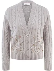Strickjacke aus Schurwolle und Kaschmir Peter Hahn beige