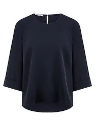 Bluse Rundhals-Ausschnitt Peter Hahn blau