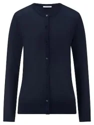 Rundhals-Strickjacke aus Seide und Kaschmir Peter Hahn blau