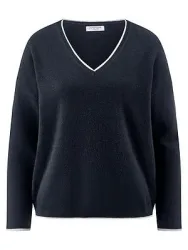 V-Pullover aus 100% Kaschmir Peter Hahn blau