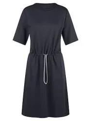Jersey-Kleid Rundhals-­Ausschnitt Margittes blau