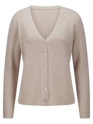 Strickjacke V-Ausschnitt aus Schurwolle und Ka Fadenmeister Berlin beige