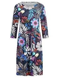 Jersey-Kleid Rundhals-Ausschnitt Peter Hahn blau