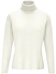 Rollkragen-Pullover aus Schurwolle und Kaschmir Peter Hahn weiss