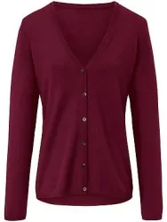 Strickjacke aus Schurwolle und Kaschmir V-Auss Peter Hahn rot