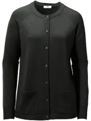 Strickjacke aus 100%Schurwolle Pure Tasmanian Wool Peter Hahn schwarz