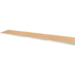 Multiplex-Arbeitsplatte, 35 mm stark, Gewindehülsen, Stahlkante, Buchenholz verl., farblos imprägniert, L 2000 x B 700 mm