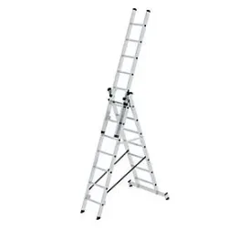 Munk Mehrzweckleiter, 3-teilig, nivello®-Traversen, stabil & langlebig, 3x7 Sprossen