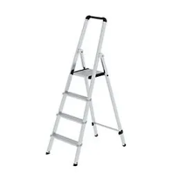 Munk Stufen-Stehleiter, Aluminium, 80 mm Stufen, max. 150 kg, rutschsicher, konische Führung, 235 mm Stufenabstand, 70° Neigung, 4 Stufen