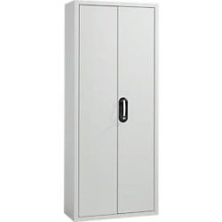 Magazinschrank, 1690 mm hoch, 9 Böden, ohne Kästen, mit Türen, lichtgrau