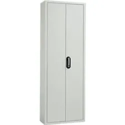 Magazinschrank, 1980 mm hoch, 15 Böden, ohne Kästen, mit Türen, lichtgrau