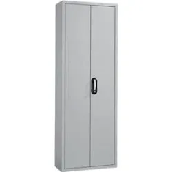 Magazinschrank, 1980 mm hoch, 18 Böden, 114 Kästen, mit Türen, hellsilber