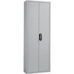 Magazinschrank, 1980 mm hoch, 18 Böden, ohne Kästen, mit Türen, hellsilber