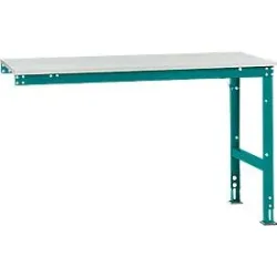 Manuflex Ansatztisch UNIVERSAL Standard, 1500 x 800 mm, Melamin lichtgrau, wasserblau