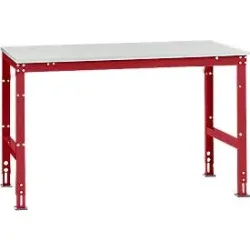 Manuflex Arbeitstisch UNIVERSAL Standard, 1500 x 1000 mm, Melamin lichtgrau, rubinrot