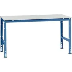 Manuflex Arbeitstisch UNIVERSAL Standard, 1750 x 1000 mm, Melamin lichtgrau, brillantblau