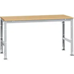 Manuflex Arbeitstisch UNIVERSAL Standard, 1750 x 1000 mm, Multiplex natur, alusilber